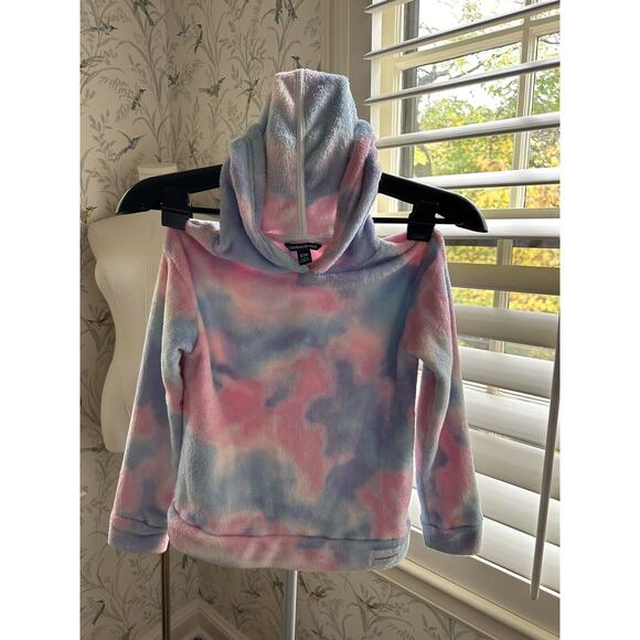 Calvin Klein Girls Blue Pink & White Fleece Tie Dye Hoodie Pullover Sz S 7/8 - Picture 1 of 5